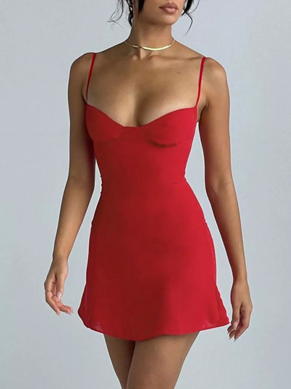 Sweetheart Neck Spaghetti Strap Mini Dress, image 2