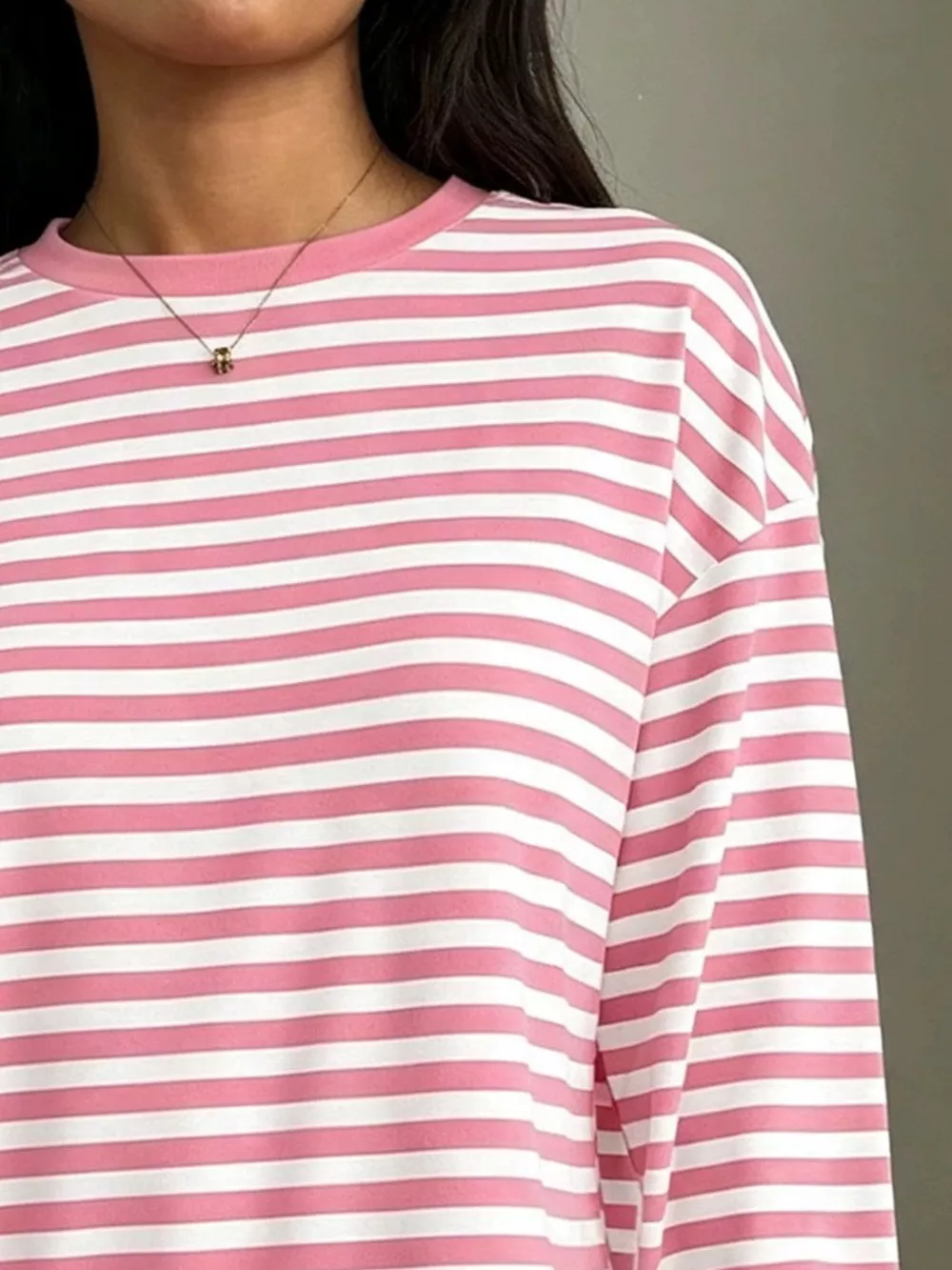 Full Size Casual Long-Sleeve Striped Crew Neck T-Shirt Plus Size, image 8
