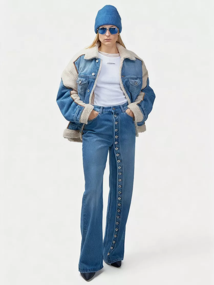 High-Waisted Asymmetric Button-Fly Wide-Leg Jeans, image 4