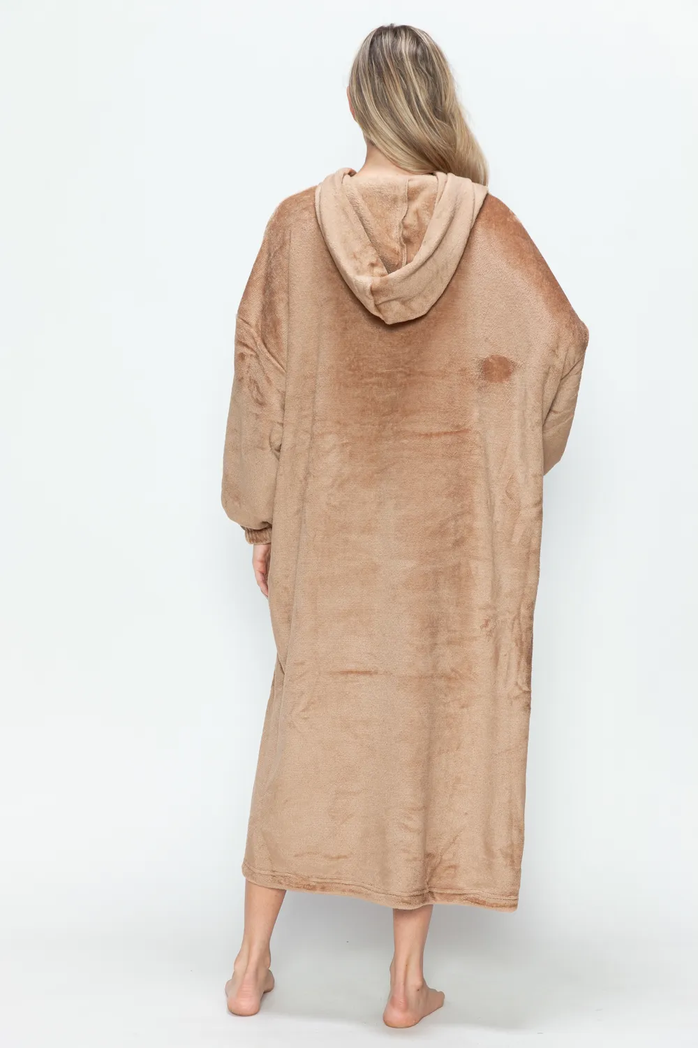 Full Size Pocketed Hooded Midi Lounge Dress, image 2