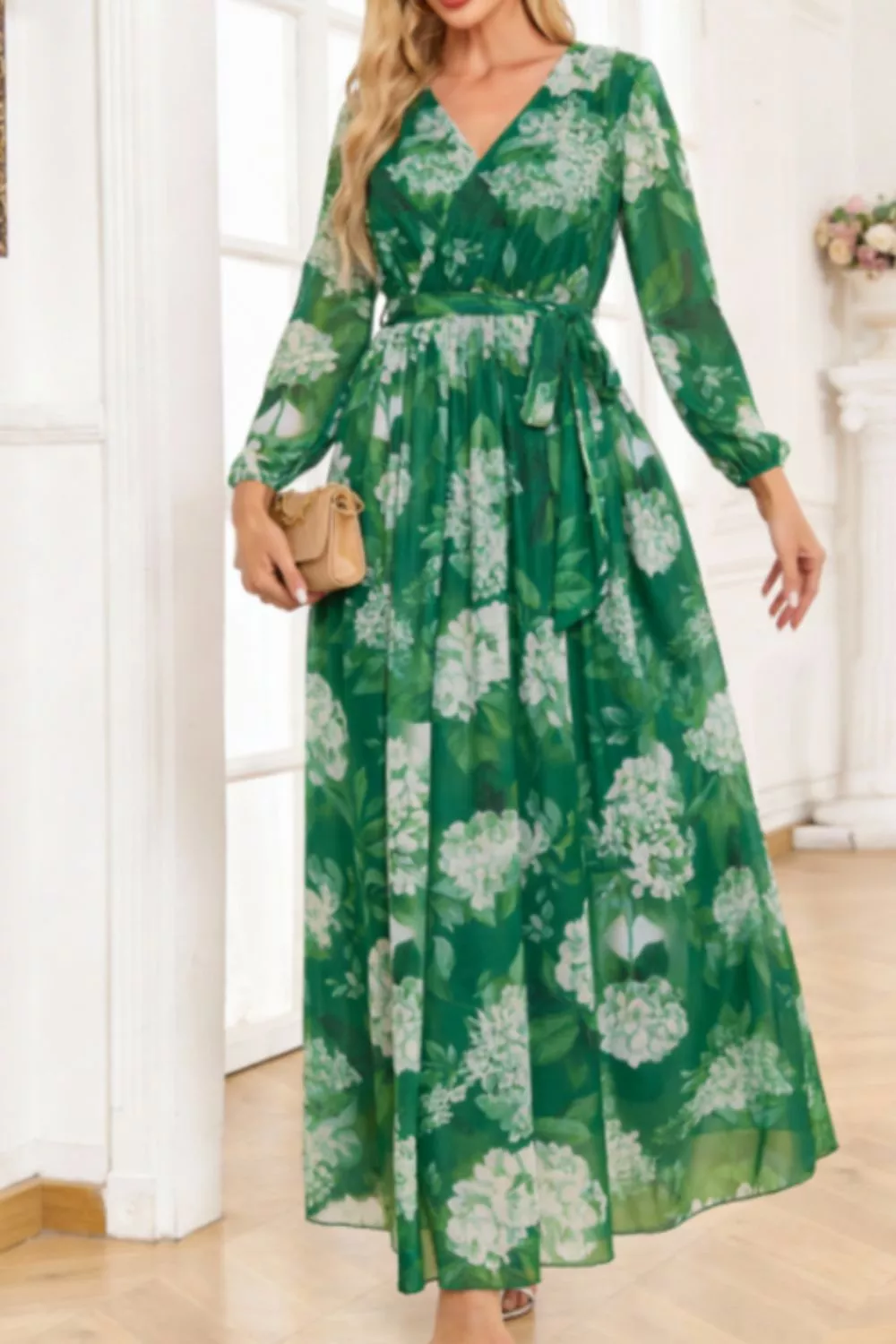 Floral Print Long Sleeve Maxi Dress, image 3