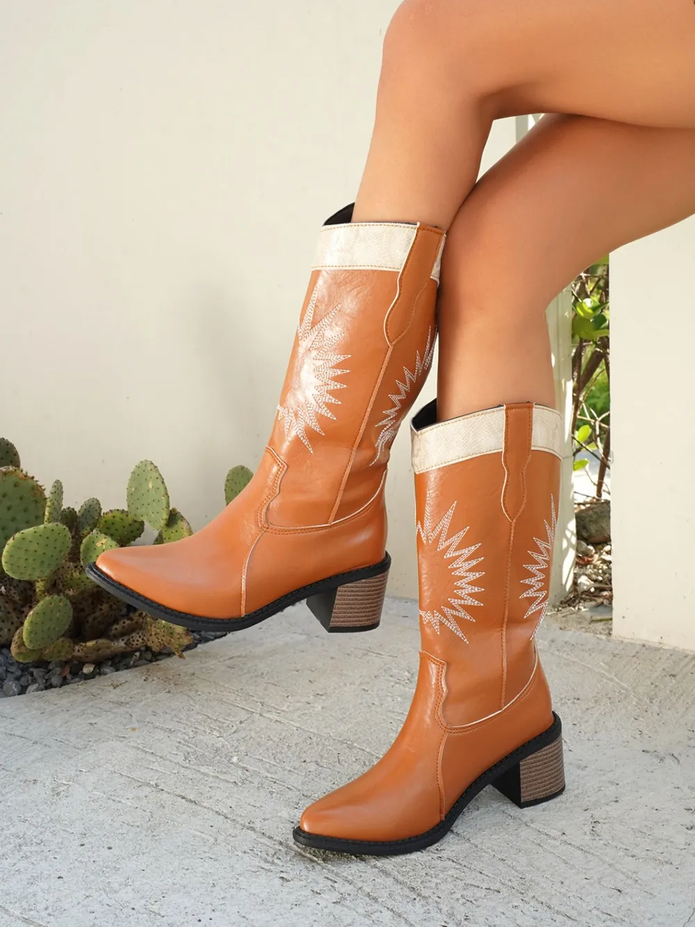 Point Toe Block Heels Boots, image 5