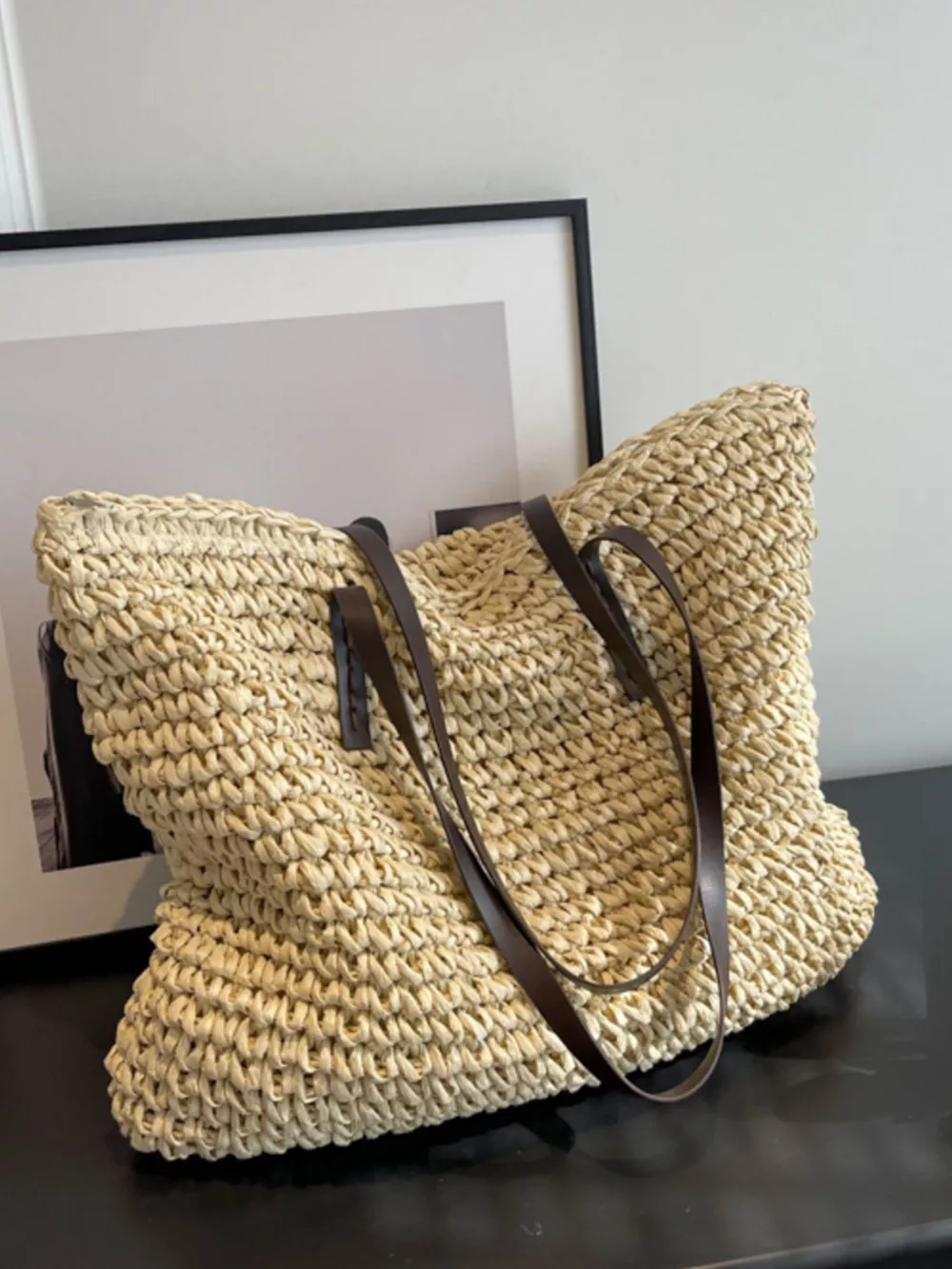 Woven Straw Shoulder Bag, image 3