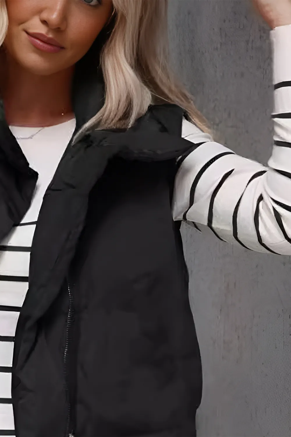 Zip Up Vest Coat with Pockets, image 2