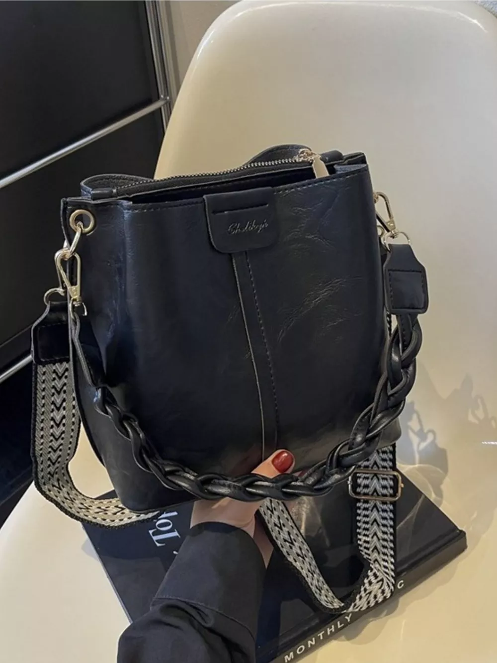 Braided Handle Crossbody Bag, image 4