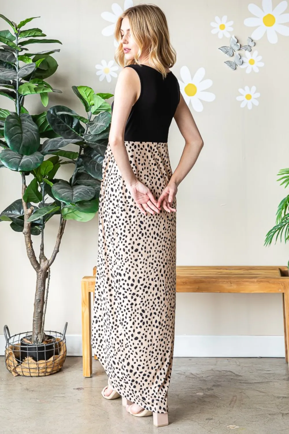 Full Size Slit Animal Print V-Neck Wide Strap Dress, image 7