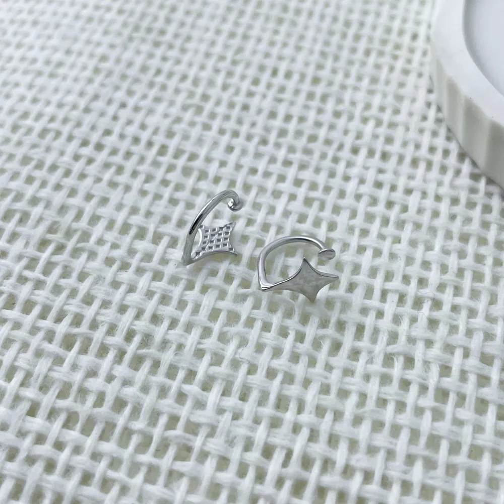 925 Sterling Silver Star Cuff Earrings, image 4