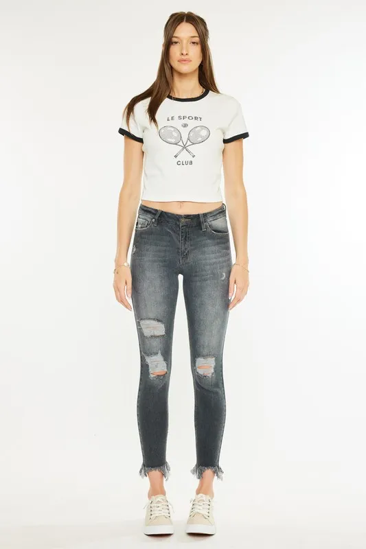 High Rise Distressed Ankle Skinny Jeans, image 3