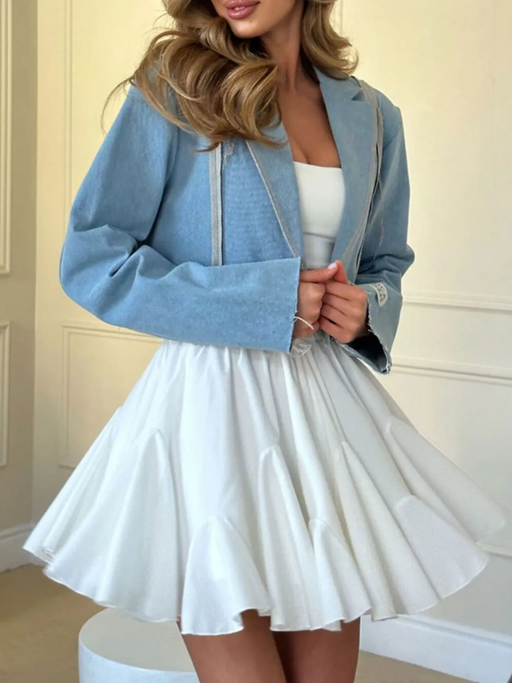 Elastic Waist Ruffled Hem Skirt, image 2