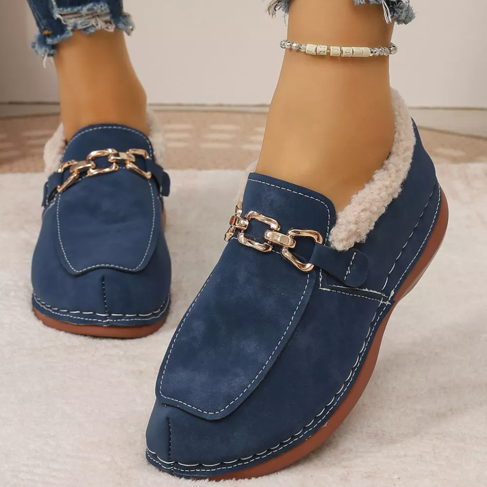 Round Toe Chain Detail Winter Slip-Ons, image 5