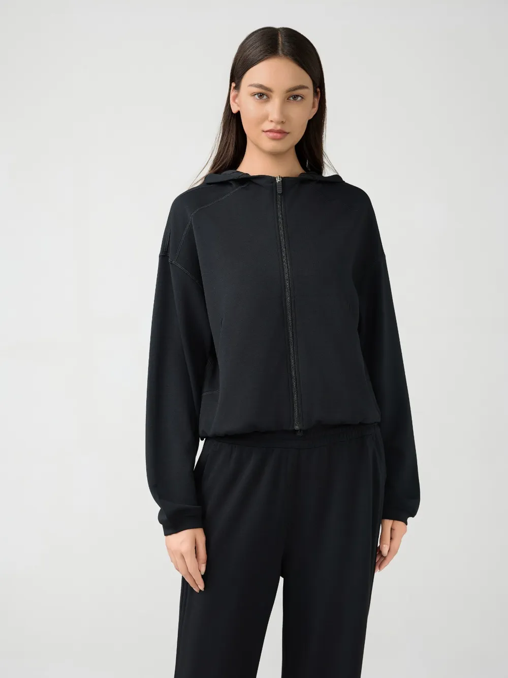 Zip Up Dropped Shouder Active Hooded, image 3