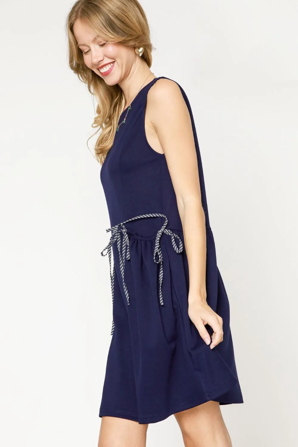 Round Neck Sleeveless Tank Dress with Pockets, image 2