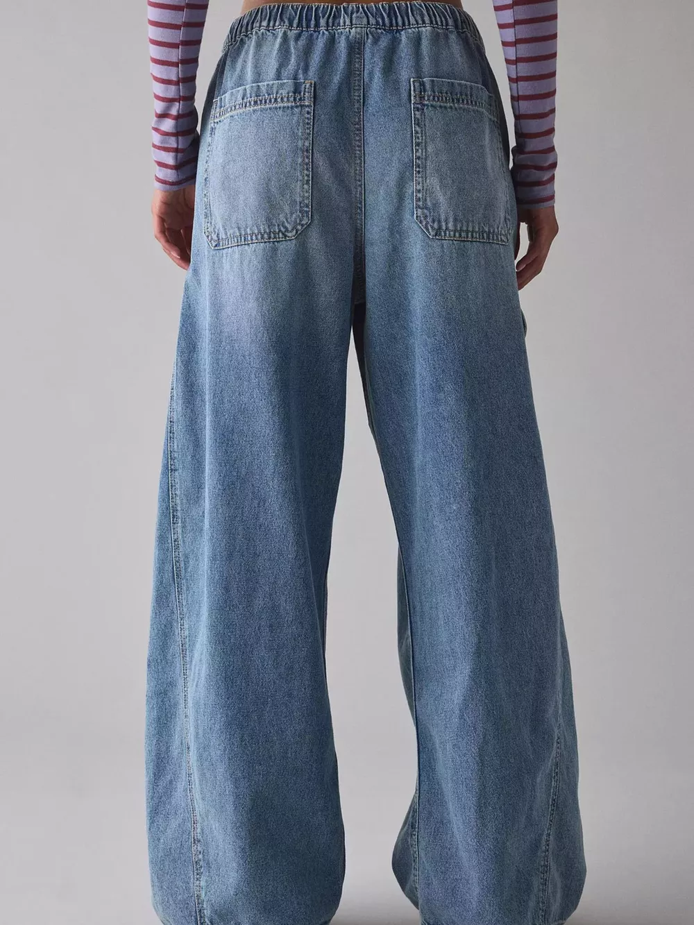 Drawstring Waist Cargo Jeans, image 2