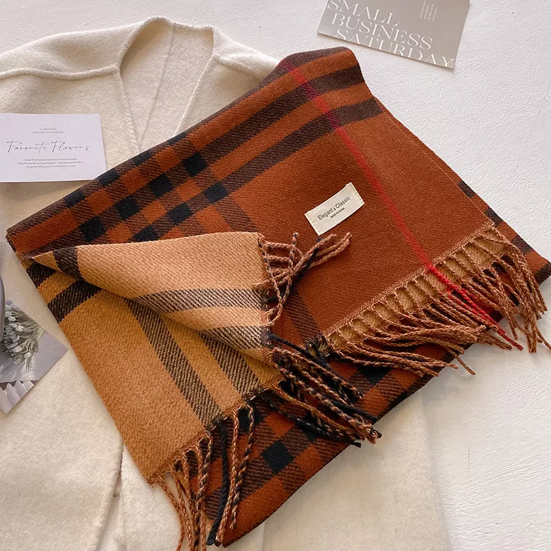 Plaid Fringe Winter Scarf, image 3