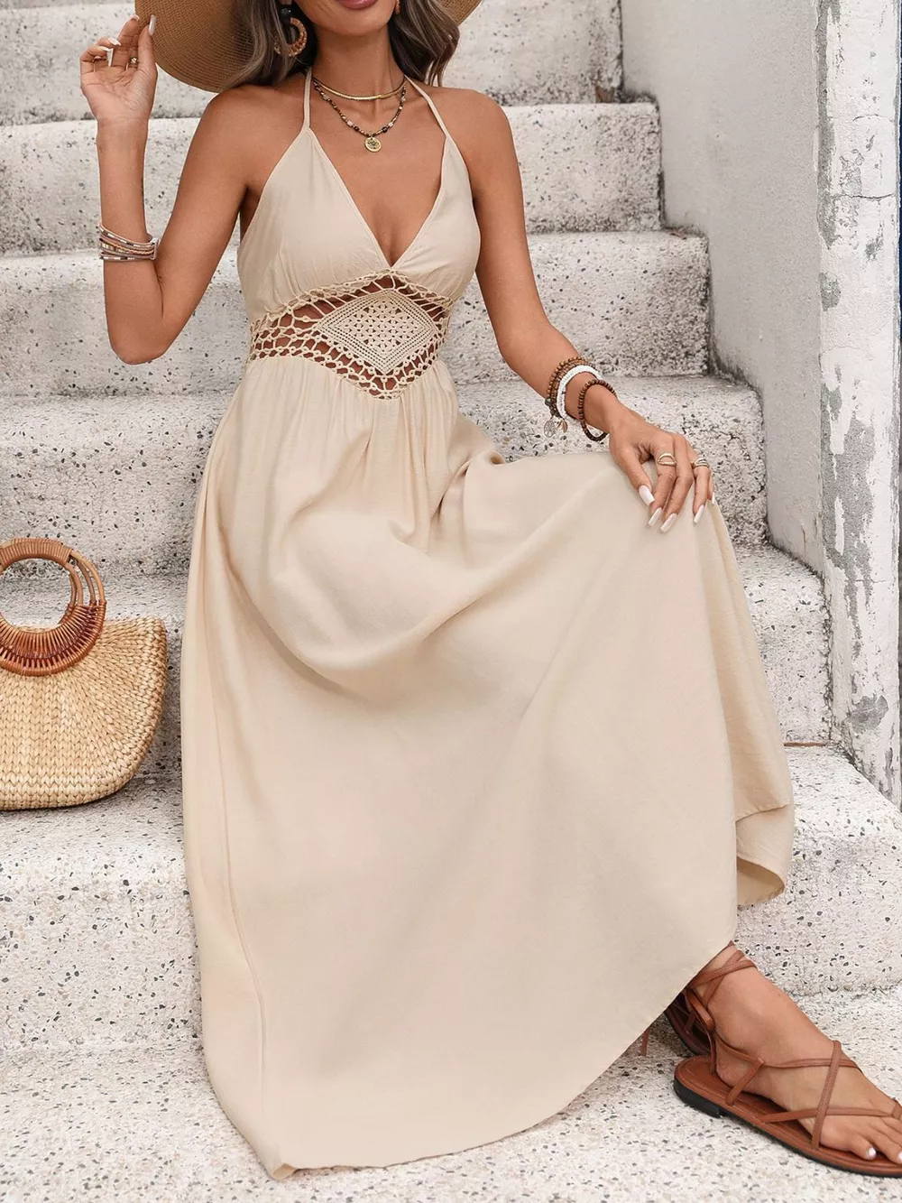 Backless Halter Neck Maxi Dress, image 2