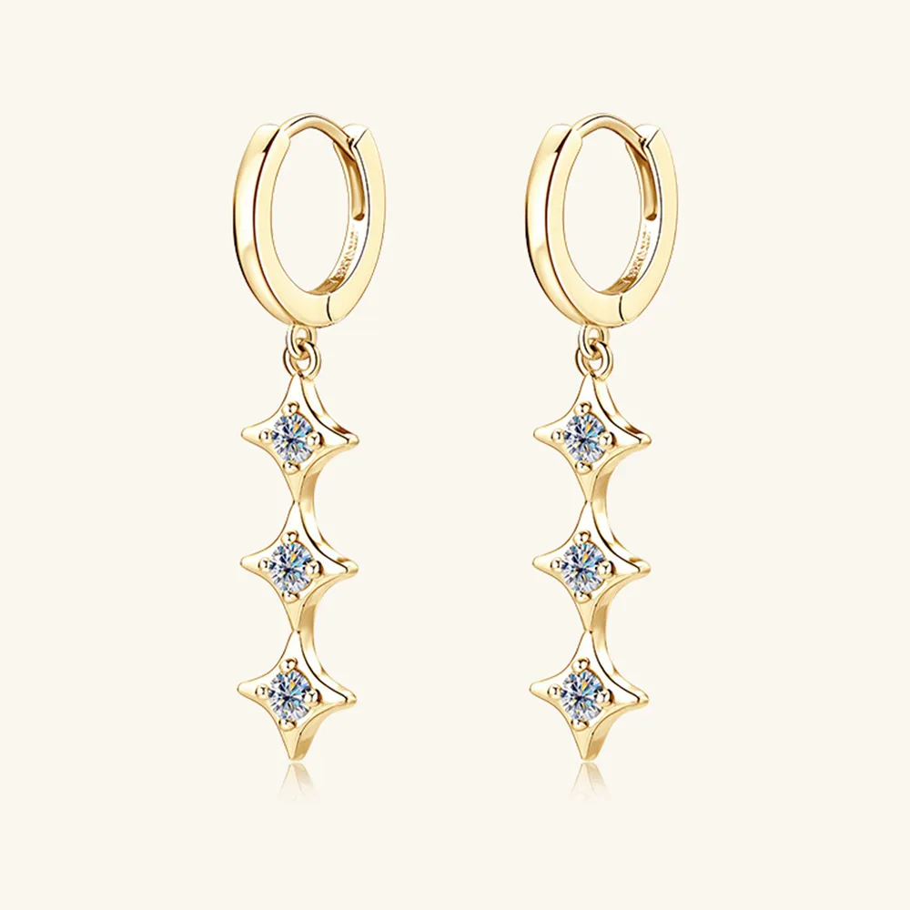 Moissanite 925 Sterling Silver Geometric Shape Earrings, image 2