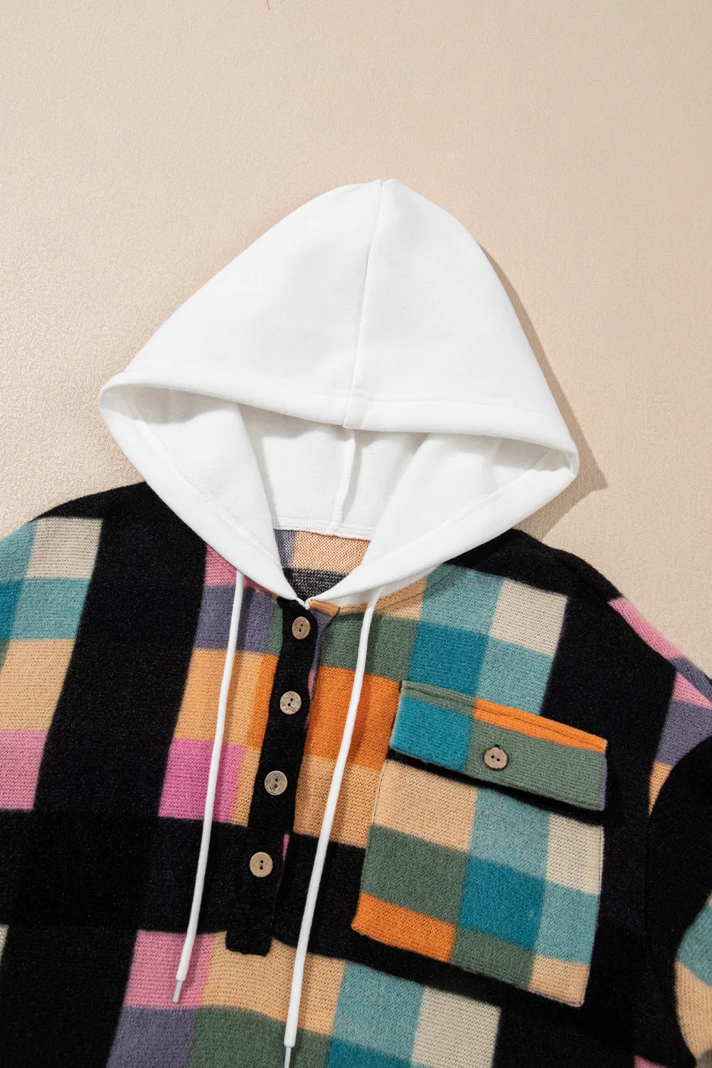 Drawstring Color Block Long Sleeve Hoodie, image 3