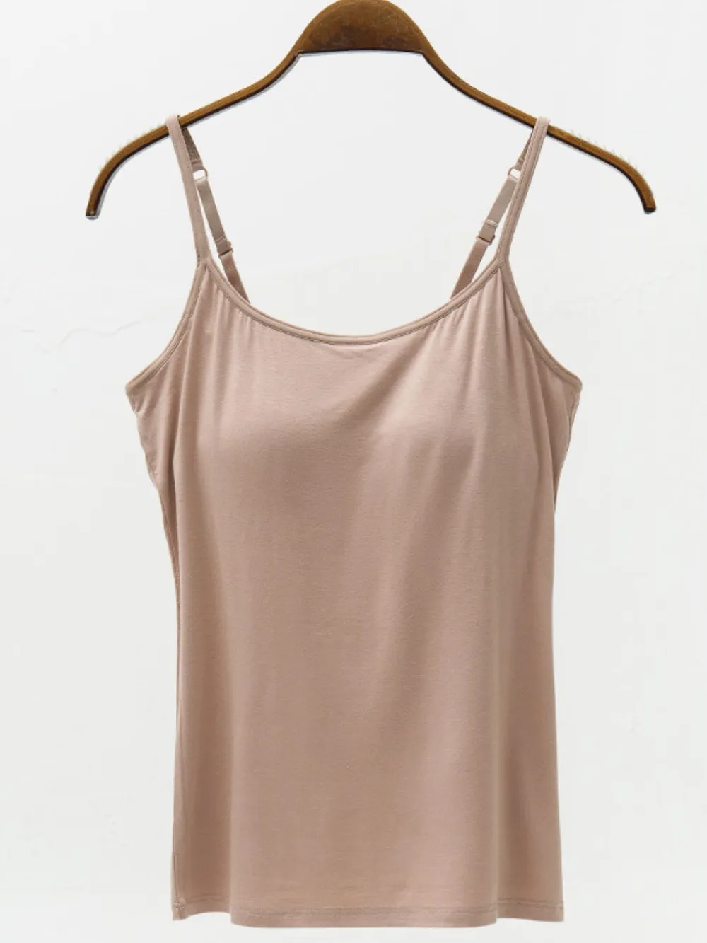 Full Size Adjustable Strap Modal Cami with Bra, image 3