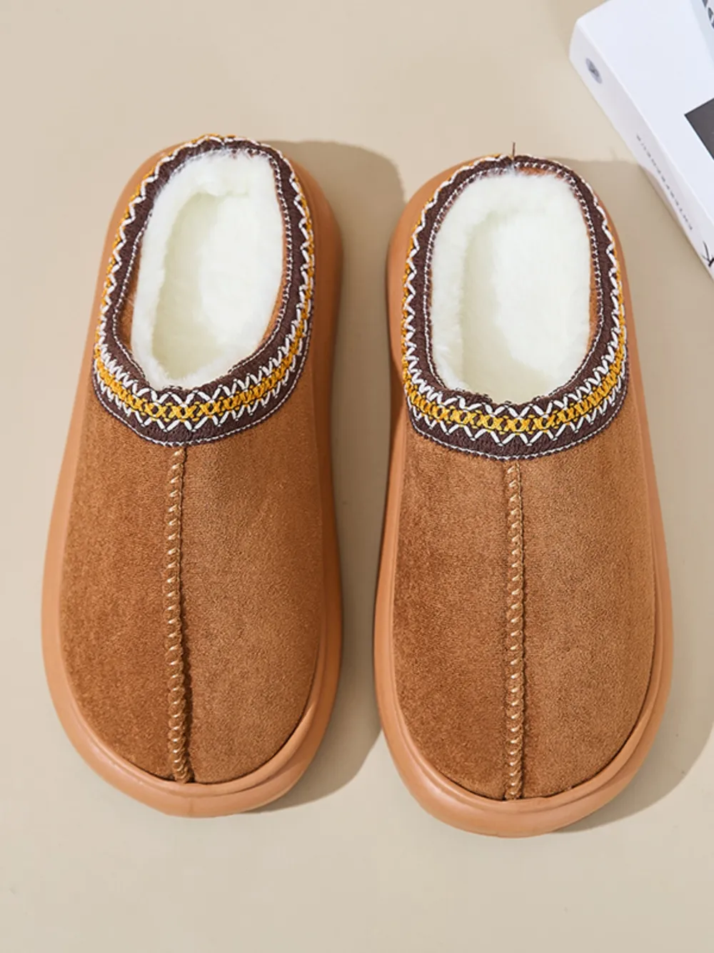 Faux Fur Suede Platform Slippers, image 7