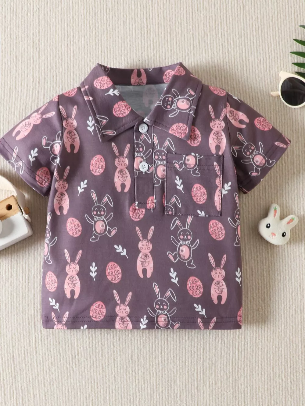 Children's Bunny Print Short Sleeve Shirt
