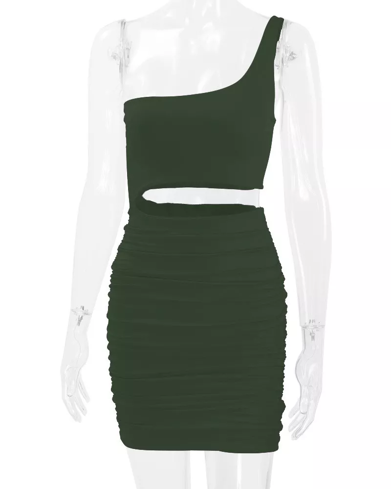 One-Shoulder Cutout Ruched Bodycon Mini Dress, image 65