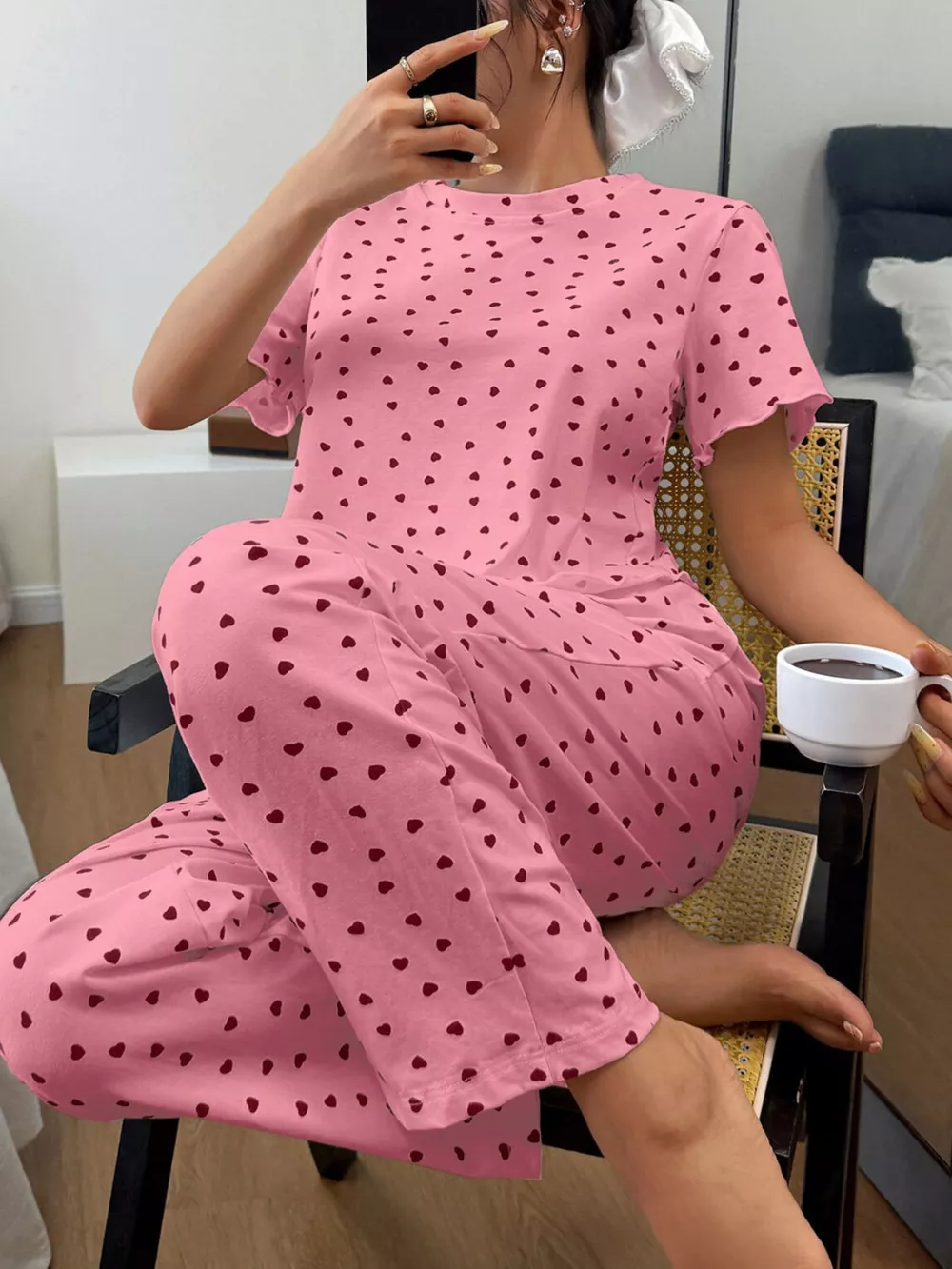Polka Dot Short Sleeve Top and Shorts Set, image 7