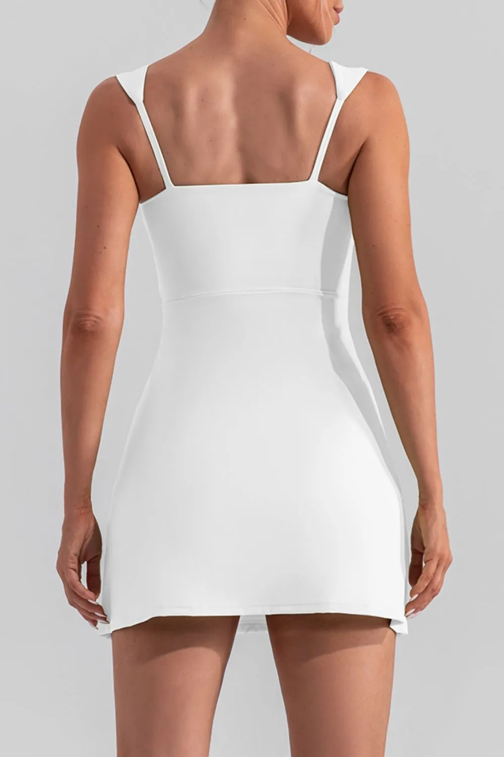 Square Neck Sleeveless Slit Mini Active Dress, image 2