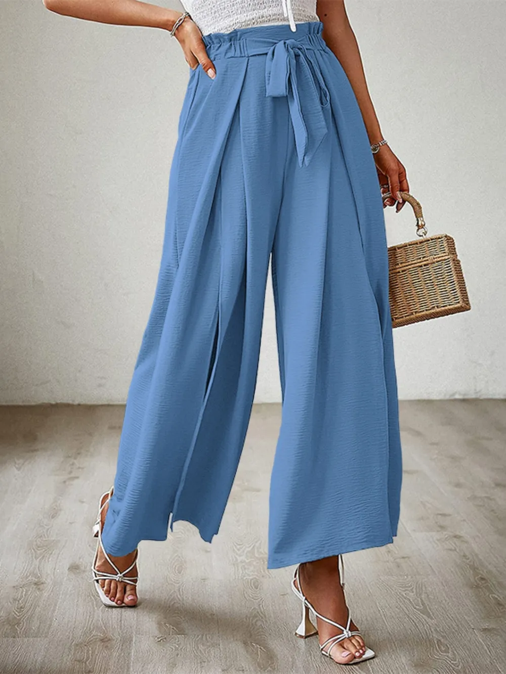 Tied Slit Wide Leg Pants, image 5