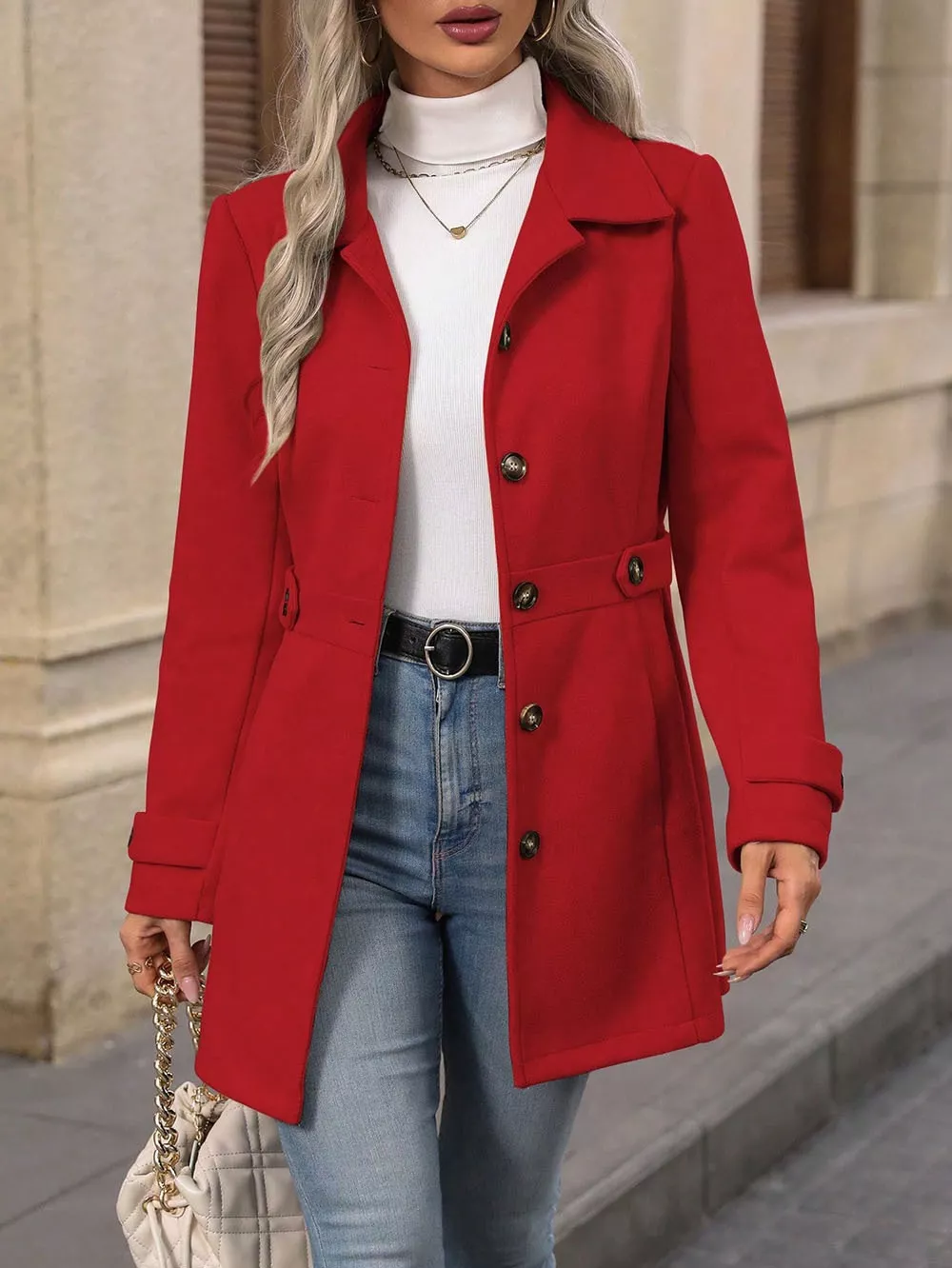 Collared Neck Button Up Coat, image 2