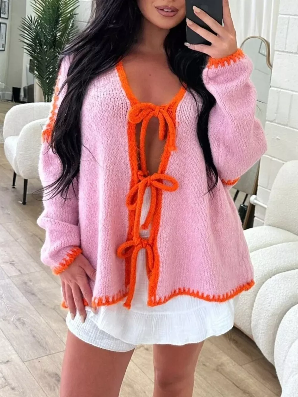 Tie Front Drop Shoulder Cardigan, image 17