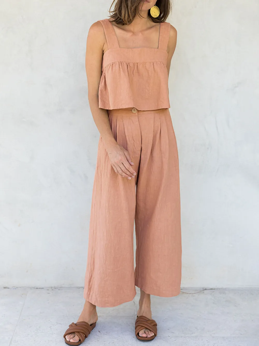 Square Neck Wide Strap Top and Pants Set, image 13