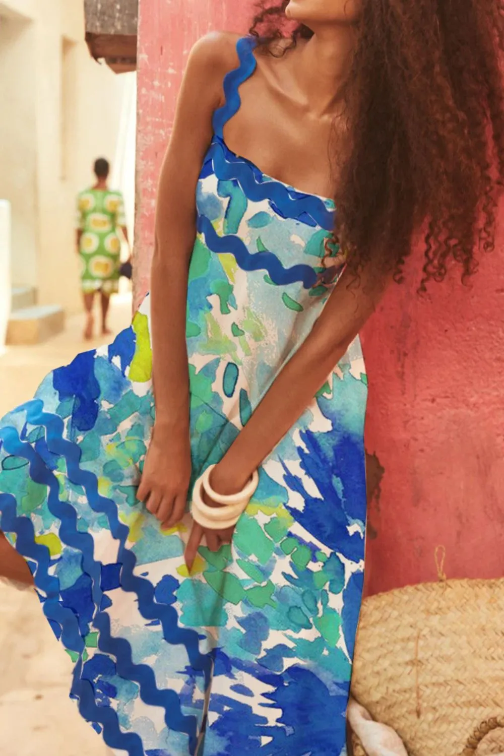 Printed Square Neck Wide Strap Dress, image 13