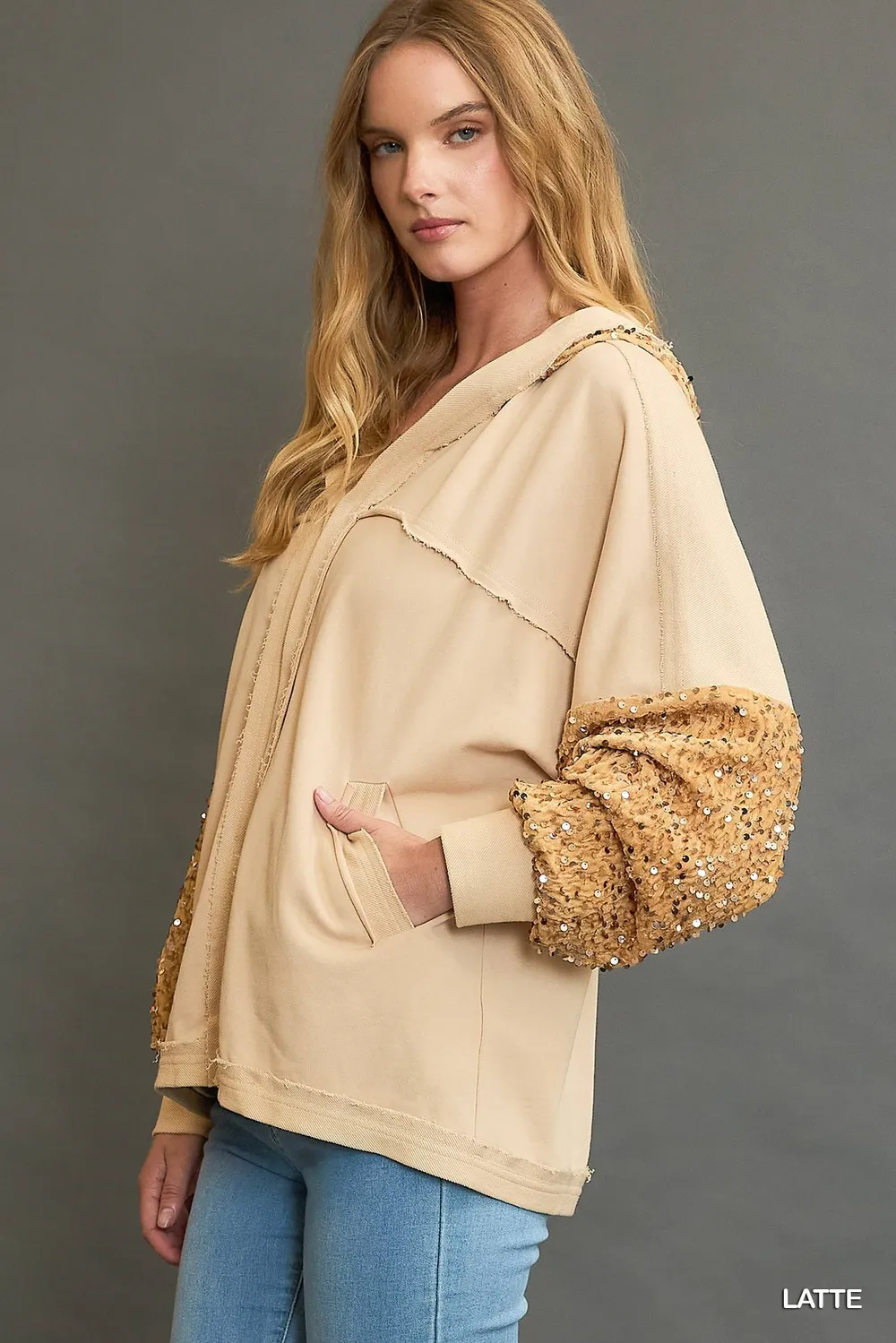 Sequined French Terry Jacket, image 2