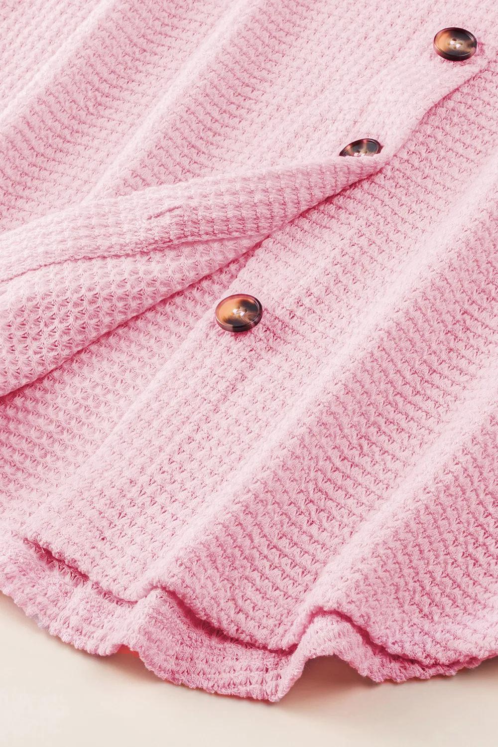 Waffle-Knit Collared Neck Long Sleeve Shirt, image 7
