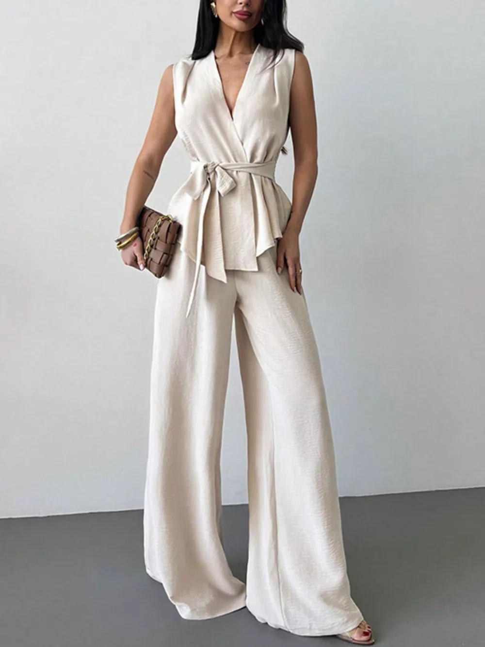 Sleeveless Top and Wide-Leg Pants Set, image 5