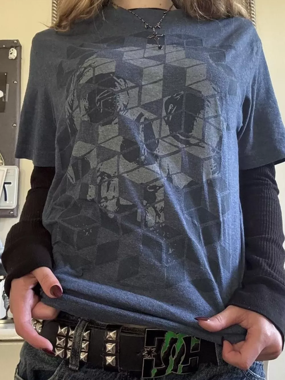 Skull Graphic Round Neck Long Sleeve T-Shirt, image 3