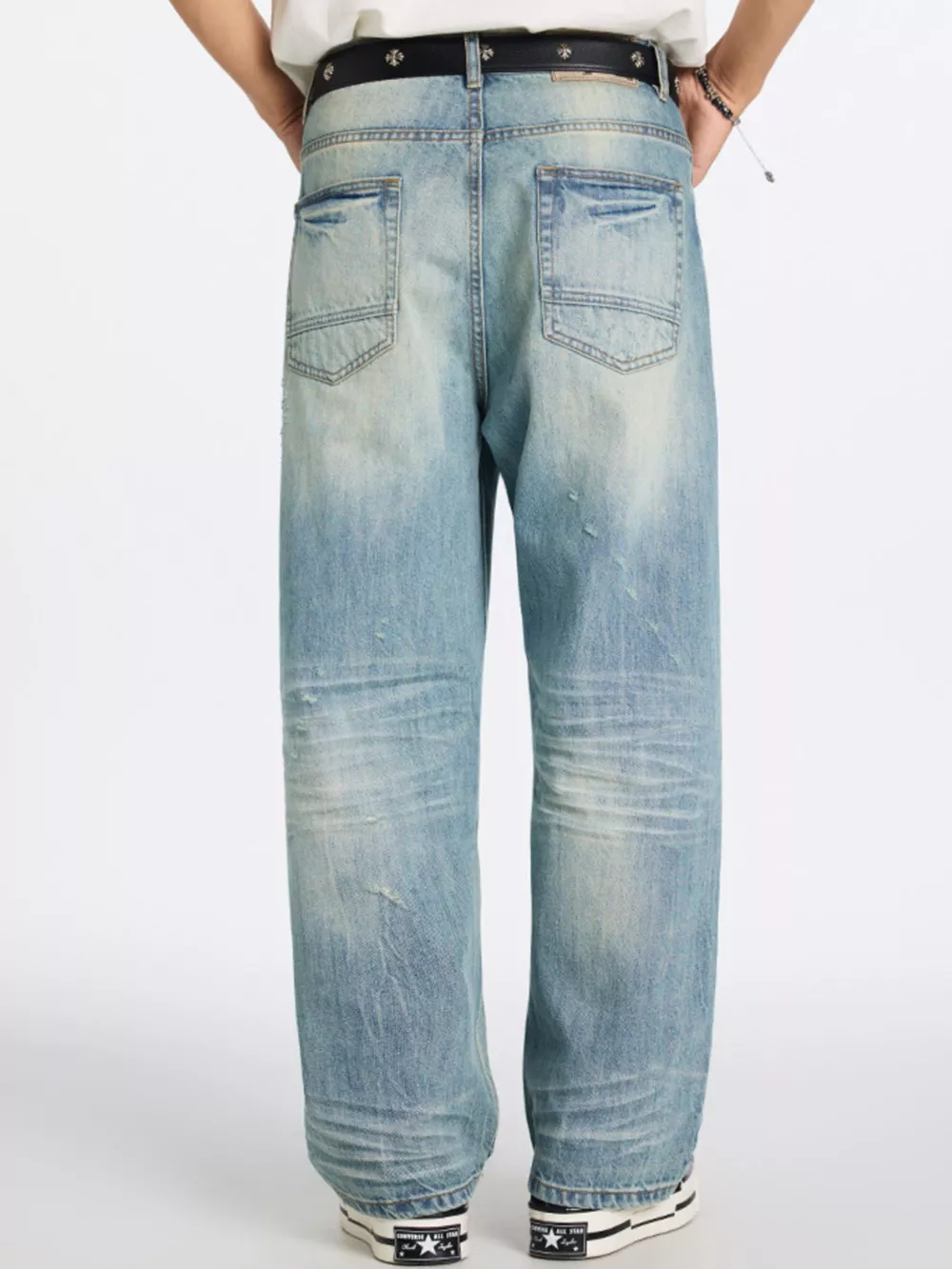 Men's Washed Wide Leg Jeans, image 5