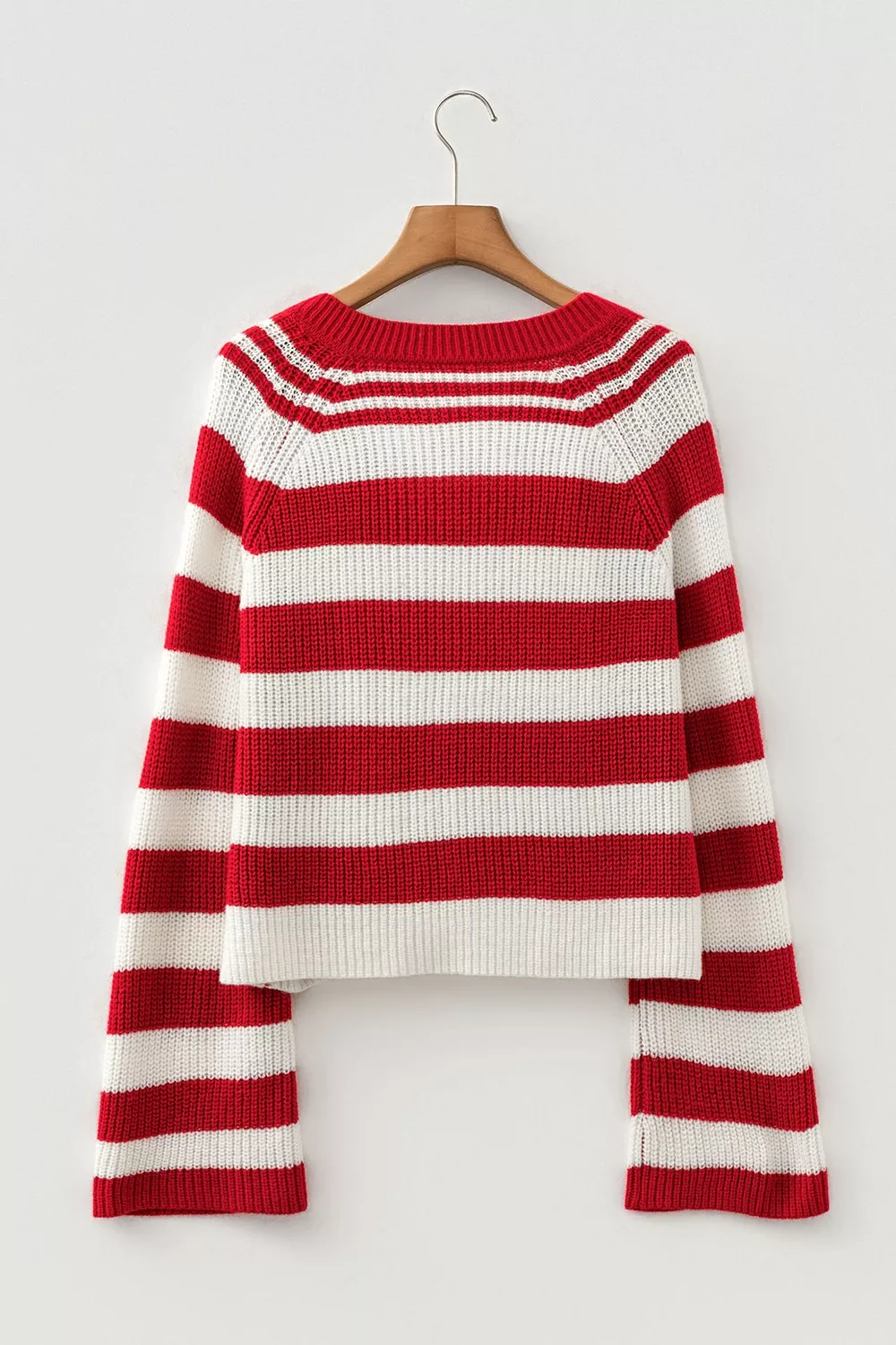 Striped Colorblock V Neck Long Sleeve Shift Sweater, image 7