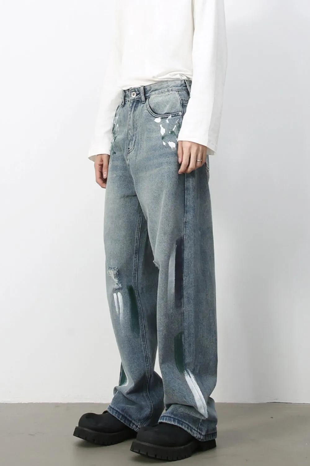 Men's Paint Wide Leg Jeans, image 5
