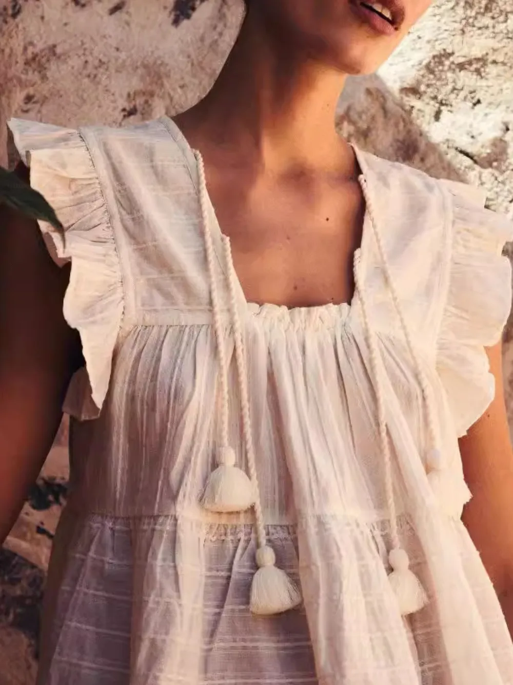 Tassel Ruffled Striped Blouse, image 10