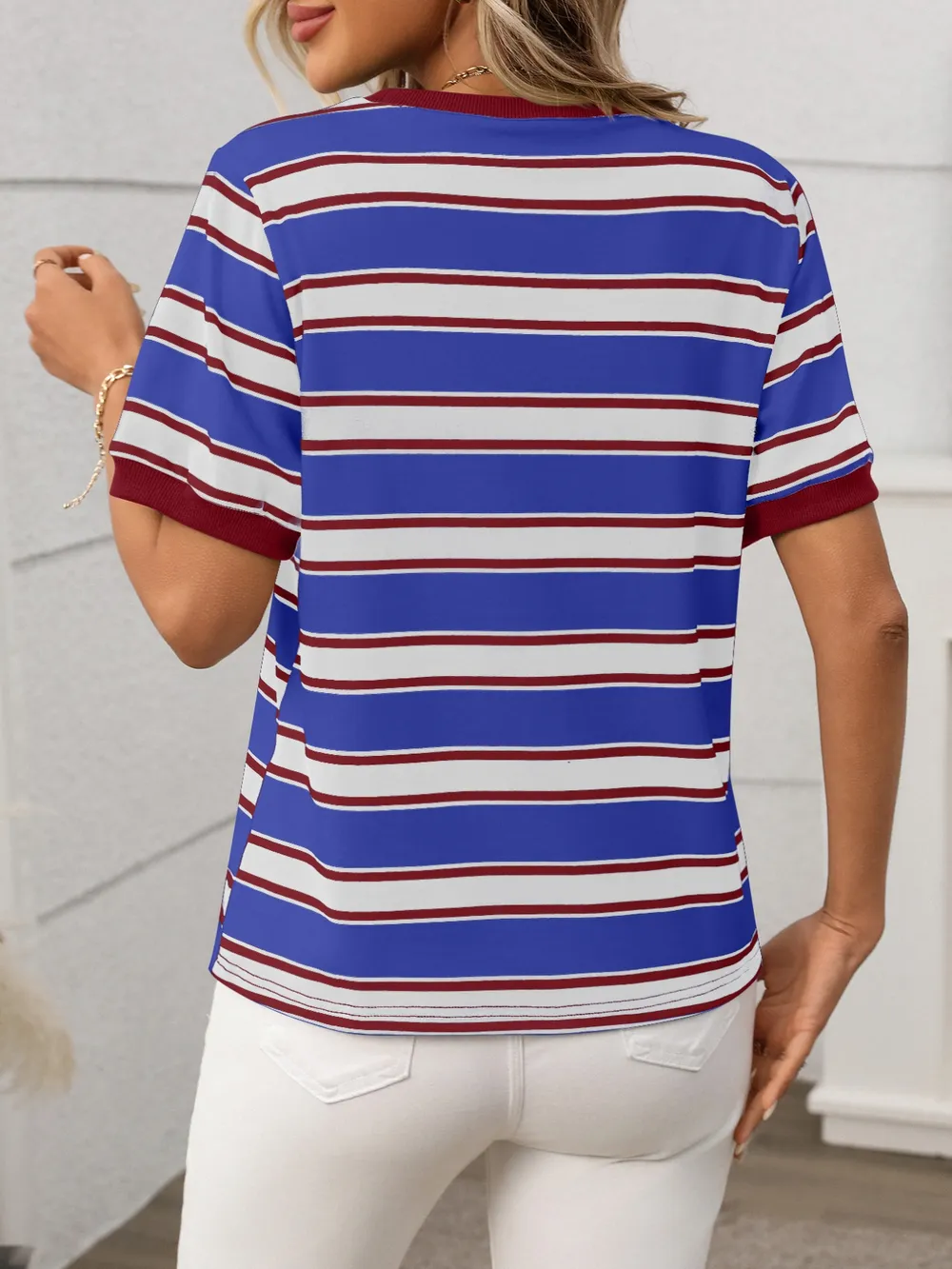 Striped Short Sleeve Crew Neck T-Shirt, image 7