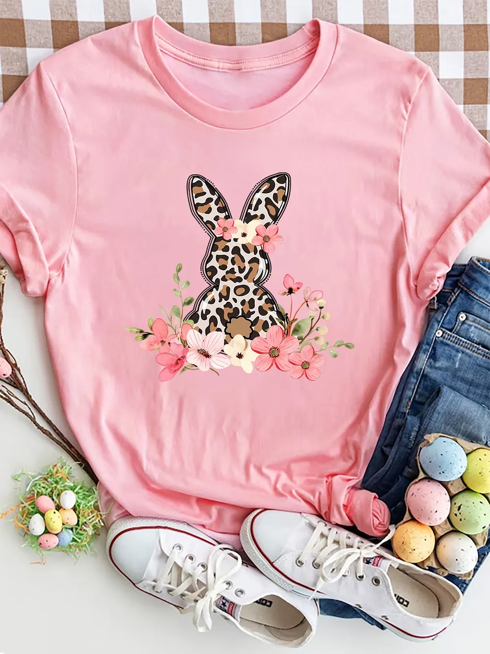 Rabbit Round Neck Short Sleeve T-Shirt, image 4