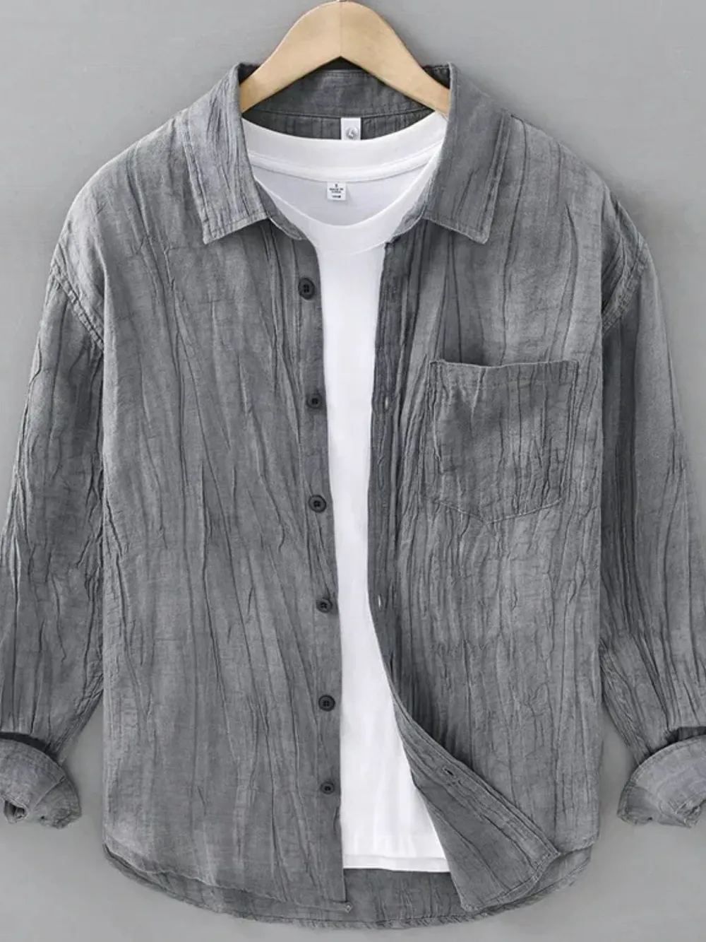 Men's Plus Size Button Up Long Sleeve Shirt, image 2