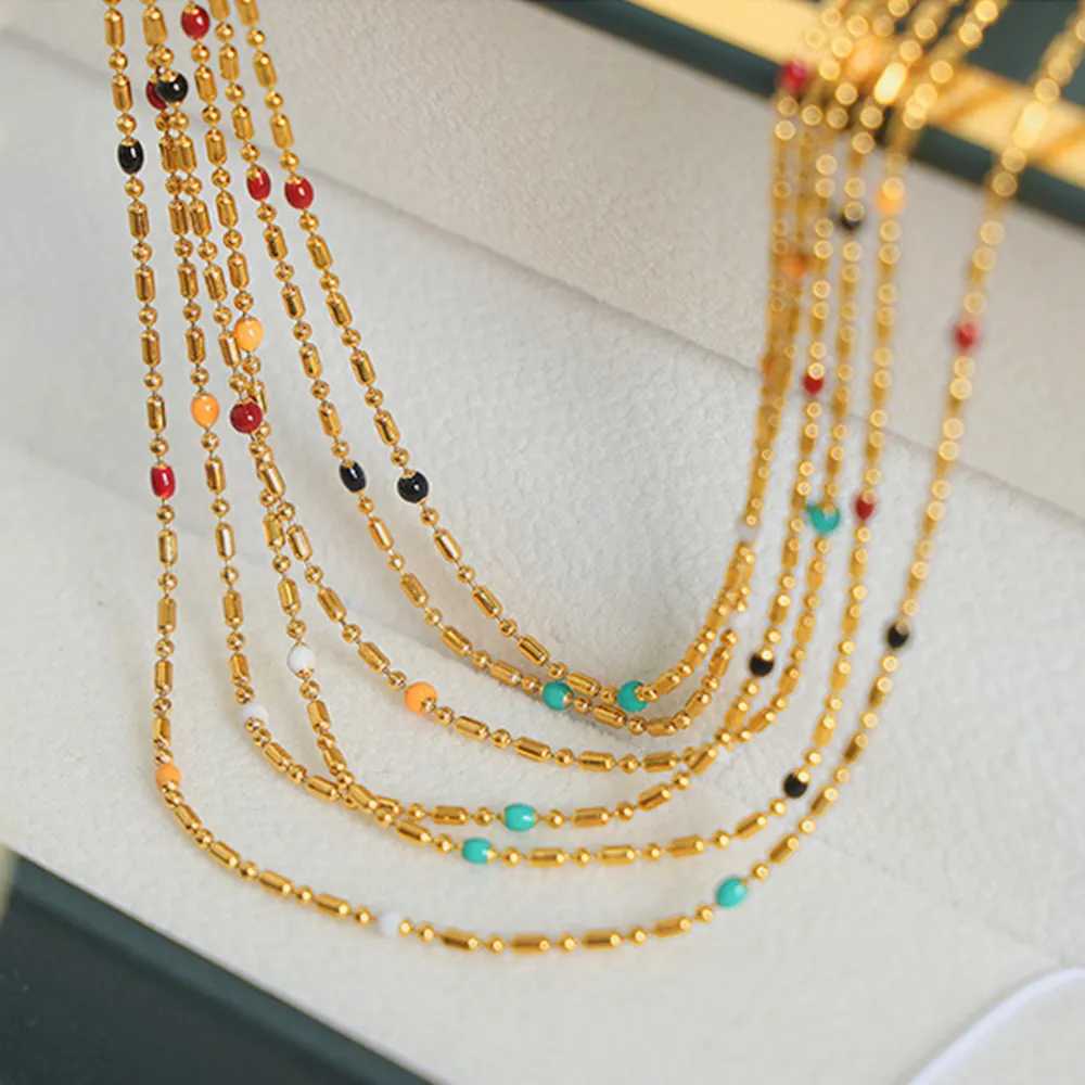 18K Gold-Plated Oil Drip Bead Necklace, image 2