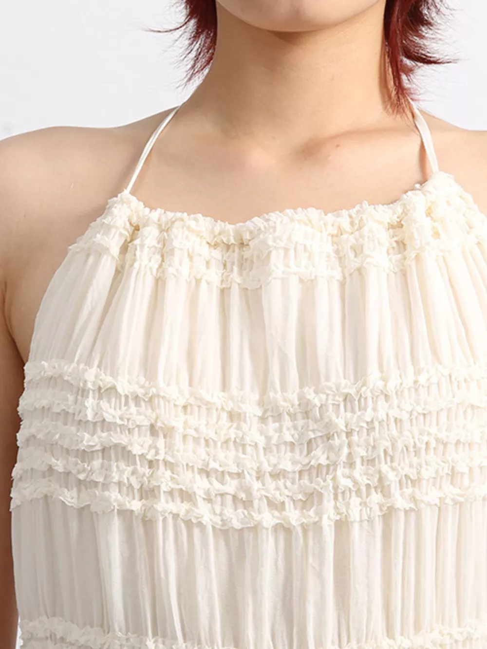 Backless Halter Neck Ruched Maxi Dress, image 6