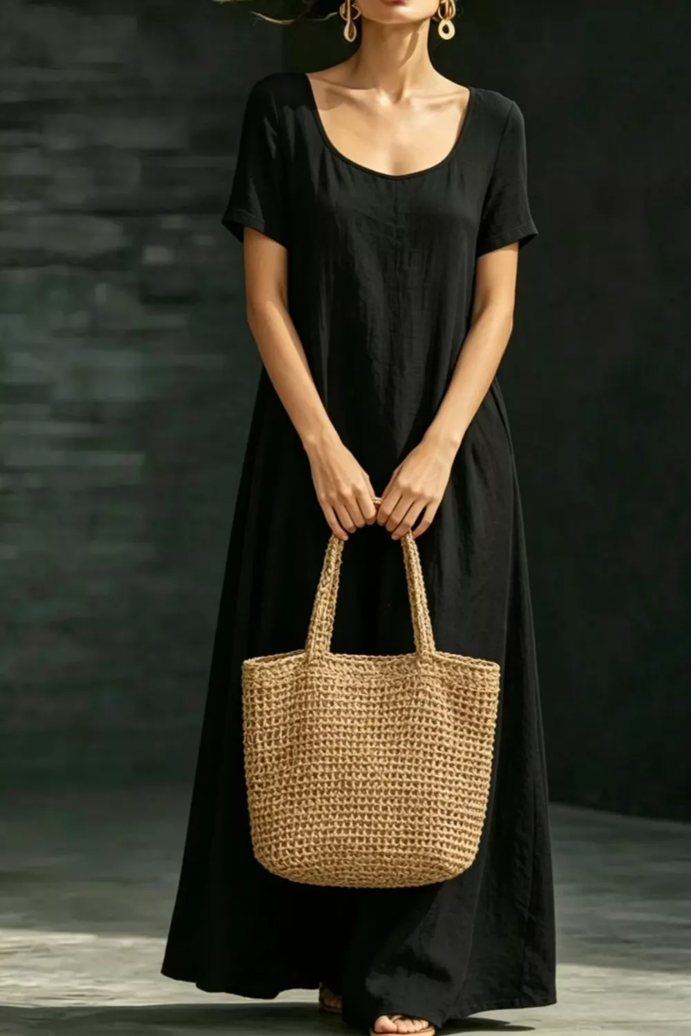 Full Size Casual Loose Short Sleeve Maxi Dress Plus Size, image 7