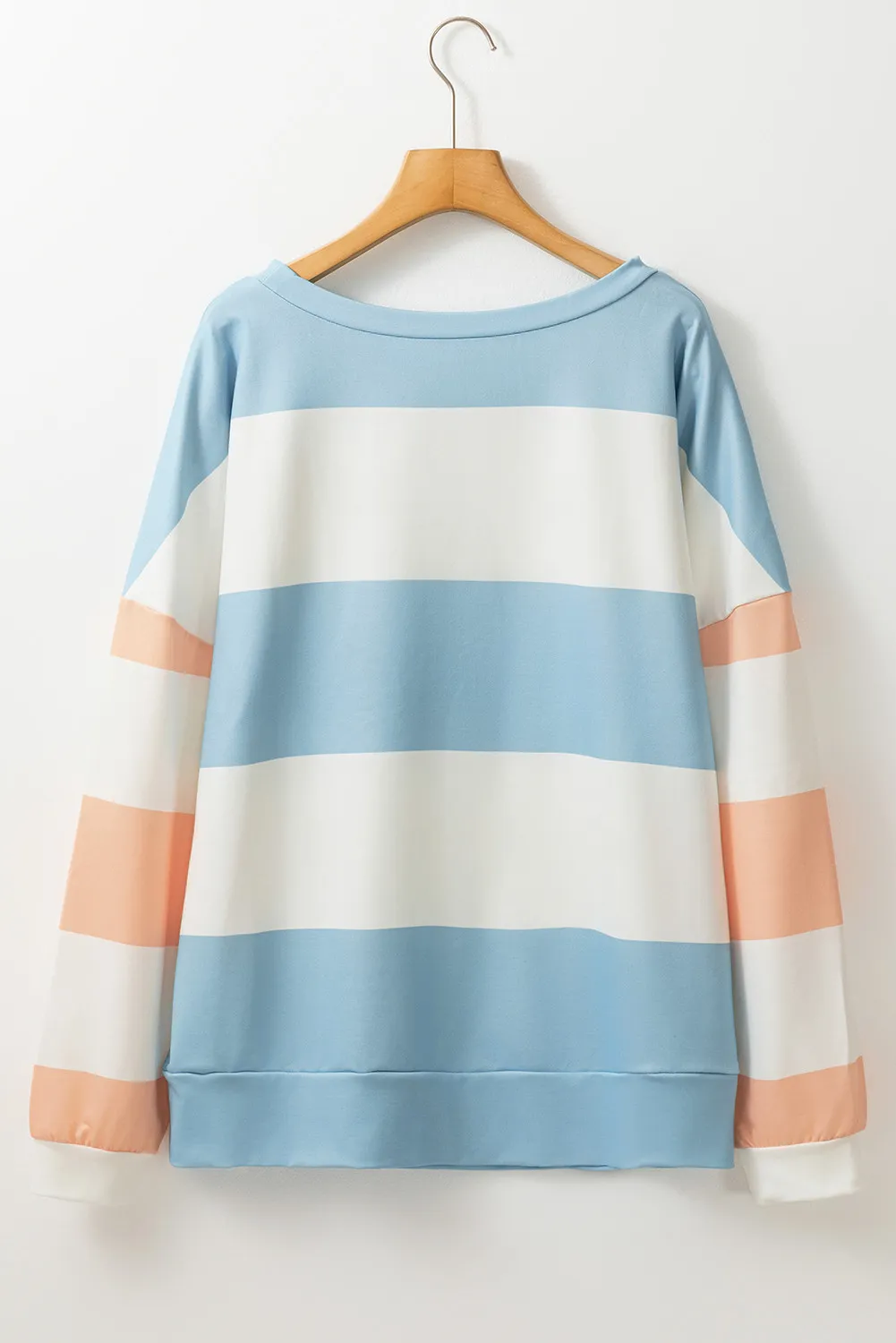 Contrast Color Block Round Neck Long Sleeve Top, image 12