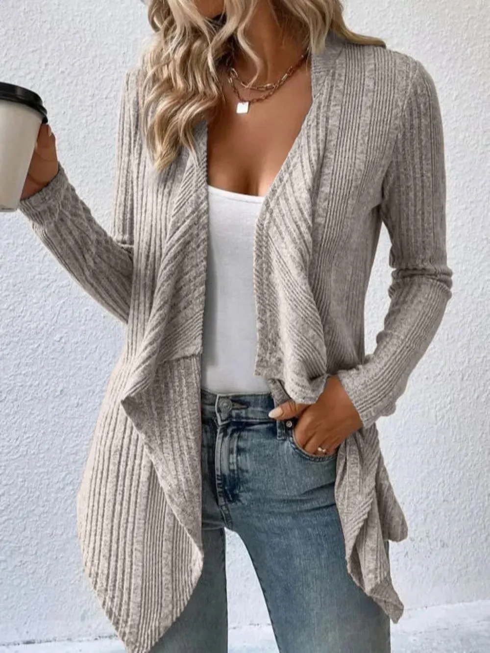 Open Front Long Sleeve Cardigan, image 2