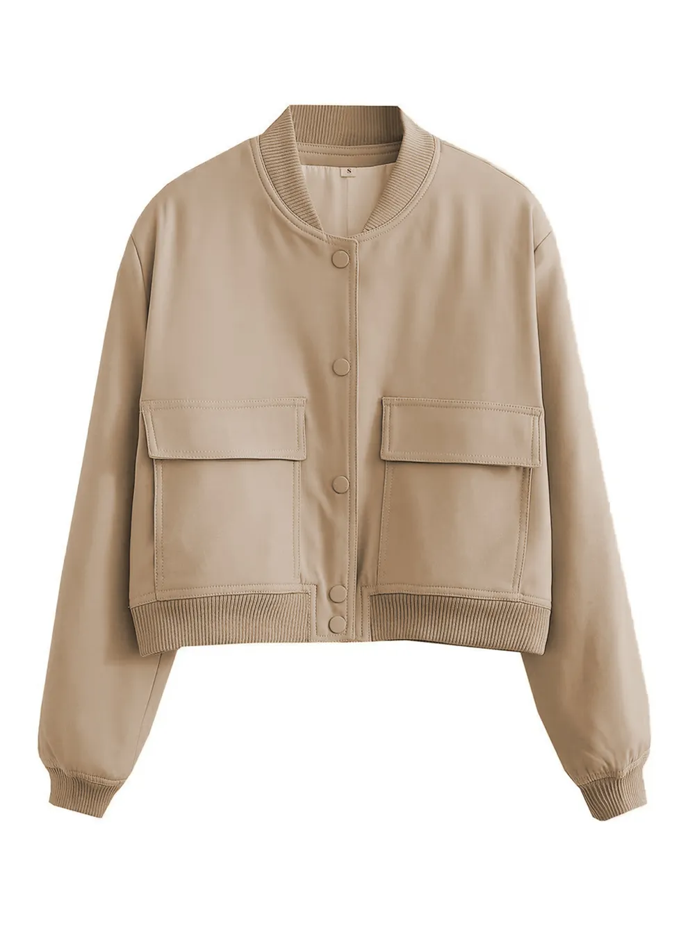Pocketed Snap Down Baseball Collar Jacket, image 4
