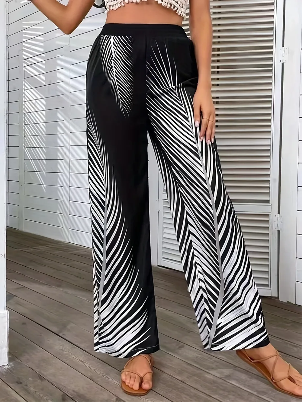 Printed Wide Leg Pants, image 3